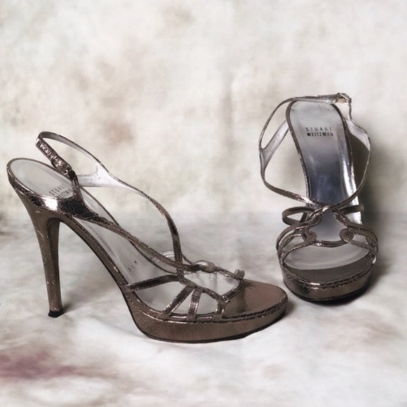 STUART WEITZMAN Pewter/Silver Strappy Sandals - Picture 2 of 4